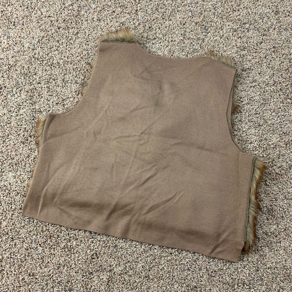 NEW The Limited Brown Faux Fur Open Front Vest - Picture 10 of 12
